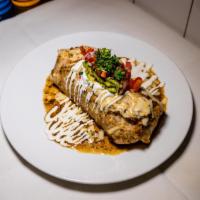 Puerco al Pastor Burrito · Pork, pineapple, and onion. Flour tortilla, rice, and beans, salsa verde, cheese, sour cream...