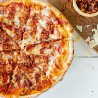 Cody's Pepperoni and Bacon Pizza · Marinara sauce, mozzarella, pepperoni and bacon.