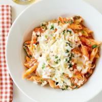 Pasta Rustico · Baby spinach, ricotta, garlic, fresh marinara and topped with mozzarella. Served on penne.