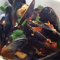 Mussels in Red Sauce · Pei mussels in red sauce. 