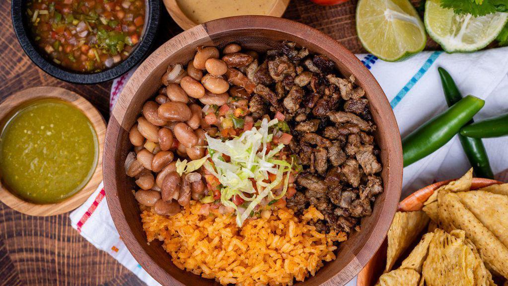 Regular Burrito Bowl · Rice, Whole beans, and salsa.