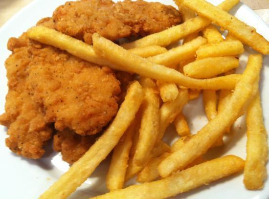 Chicken Tender fries platter · chicken tenders with French fries combo served with side of honey mustard