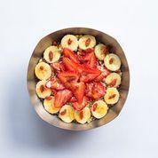 Vitality Bowl · Base blend - organic acai, vb blend, bananas, strawberries, flax seed. Toppings - organic gr...
