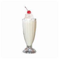 Vanilla Shake · Vanilla ice cream shake topped with whipped cream and cherry on top.