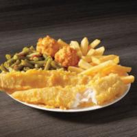 2 Piece Batter Dipped Fish Meal · Two of our famous batter dipped fish fillets, golden on the outside tender on the inside. Se...