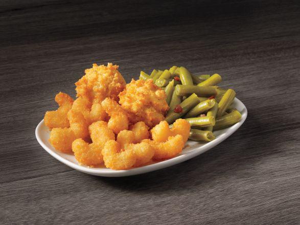 Kid's Popcorn Shrimp Meal · A plentiful portion of tender, breaded bite-sized shrimp with a choice of side, drink, and 3D Fun Pack.