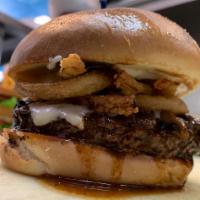 A-1 Steakhouse Moo Burger · On a kaiser bun, basted with a-1 steak sauce, with Swiss cheese, sauteed mushrooms, mayonnai...