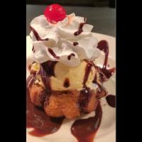 Churro Sundae · Churro Donut topped with vanilla ice cream, your choice of Hershey’s chocolate, strawberry, ...