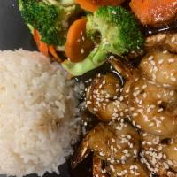 12B. RICE & TERIYAKI SHRIMP- COM TERIYAKI TOM · Broccoli, carrot and shrimps