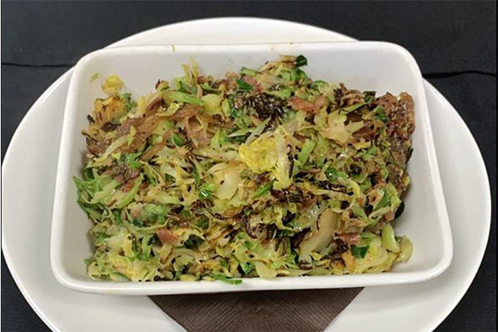 BRUSSELS SPROUTS · Hickory Smoked Bacon, Caramelized Onions
