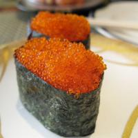 Tobiko (Flying Fish Roe) Nigiri (2 pcs) · Frying fish egg.