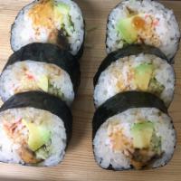 Spring Roll 6 pieces · Unagi, Imitation crab, avocado, cucumber, and Unagi sauce.
