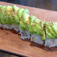 Vege Dragon · Cucumber, Pickled Radish topped with avocado and sesame seeds