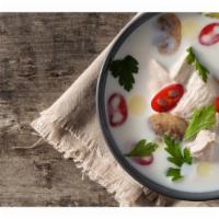  Tom Kha Soup ต้มข่าซุป · A traditional Thai coconut milk soup with mushroom flavoured and fragrant spices and herbs.