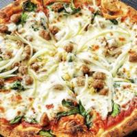 Long Island Specialty Pies · Italian sausage, fresh spinach, onions, fresh garlic, whole milk mozzarella, house pizza sau...