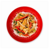 Mongolian Rice Bowl · Red bell pepper, onion, scallion, mushroom and sweet hoisin sauce served over your choice of...