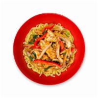 Mongolian Noodle Bowl · Red bell pepper, onion, scallion, mushroom and sweet hoisin sauce served over your choice of...