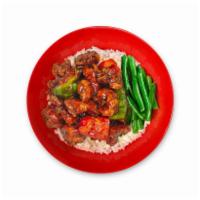 General Tso Rice Bowl · Wok-fried, green and red bell pepper served over your choice of white or brown rice.