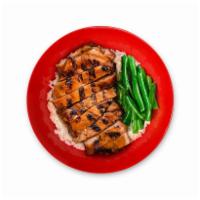 Teriyaki Chicken Rice Bowl · Fire-grilled, with sweet soy dipping sauce served over your choice of white or brown rice.