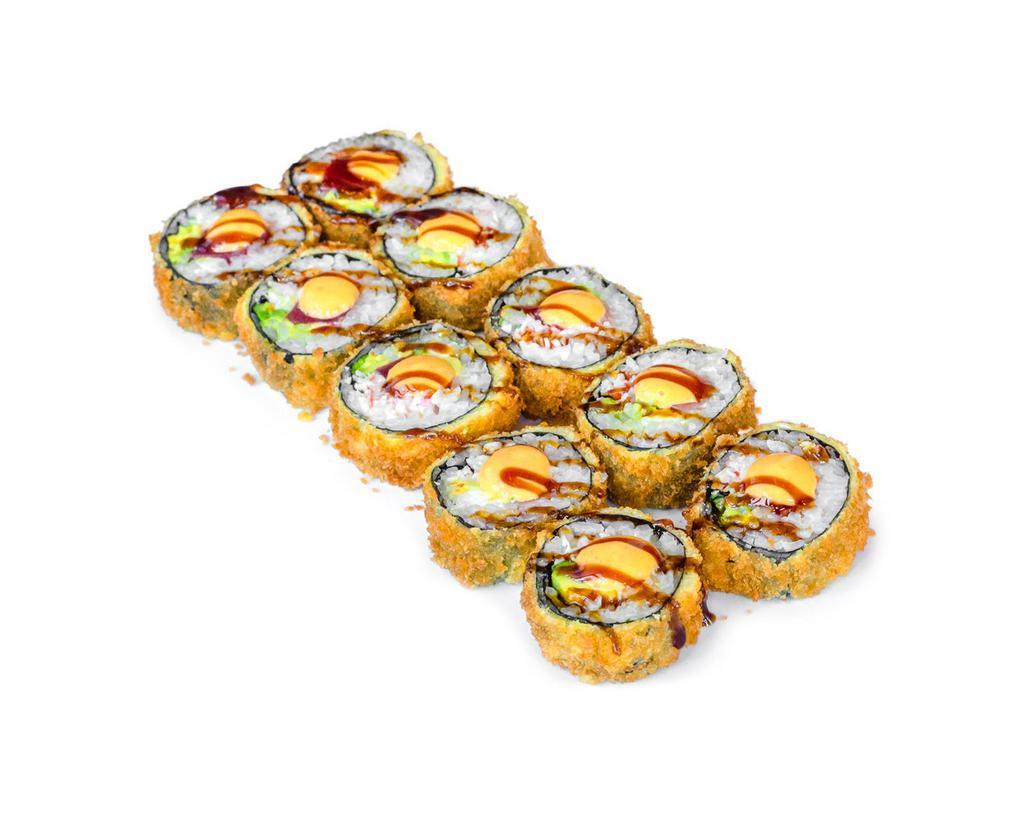 Crunch Roll* · Fan favorite! Tuna, krab delite, cream cheese, avocado, eel sauce, spicy mayo; panko-fried. Imitation crab. 

Consuming raw or undercooked meats, poultry, seafood, shellfish, or eggs may increase your risk of foodborne illness.