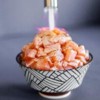 Torched Mentaiko Salmon Bowl · Salmon (5oz) tossed in mentaiko sauce then torched, served over furiake rice with tamago, gi...