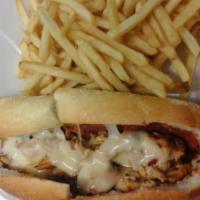 Chicken Ray Special · Chopped grilled chicken, pepperoni, marinara, and melted provolone cheese on a small sub rol...