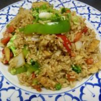 Fresh Basil Fried Rice · Kao-pad-kaprow. Fried rice with chicken, onions, tomatoes, bell pepper and fresh basil. Serv...