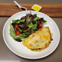 Garden Omelet · Onion, bell peppers, mushrooms, spinach, mix cheese, and hash-brown
your choice of white or ...
