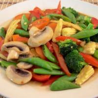 Healthy Stir-Fry · Served with cashew nuts and tofu, steamed white rice or steamed coconut milk ginger brown ri...