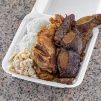 BBQ Mixed Combination Plate · BBQ short ribs, BBQ chicken, and teriyaki steak.