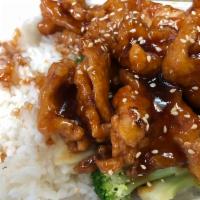 Sesame Chicken on Rice · 