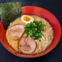 OG Ramen · Two slices of pork chashu, green onions, egg, seaweed, & bean sprouts topped in our creamy t...