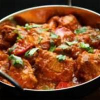 Lamb Jalfrazee · Tender cubes of lamb sauteed with onion, tomatoes and bell pepper, cooked in a mild curry sa...
