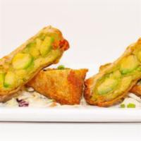 Avocado Eggrolls · House made eggrolls filled with fresh avocado, sundried tomatoes, red onions, cream cheese, ...