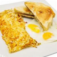 2 Eggs Breakfast · 2 Eggs served with hashbrowns and choice of toast.
