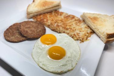 Sausage Patty & Eggs · 2 sausage patties & 2 eggs; served with hash browns choice of toast.
