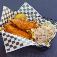 3 Piece Panko Breaded Alaskan True Cod 'N' Chips · Served with fries and coleslaw.
