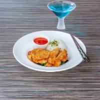 Sweet and Chili Chicken Katsu - OTG · Sliced panko battered chicken breast topped with sweet chili sauce, served on a bed of sauté...