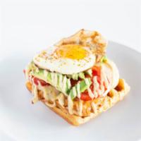 Chicken Avocado Tartine · Grilled chicken, cheese, fresh tomato, fresh avocado and a sunny-side-up egg.