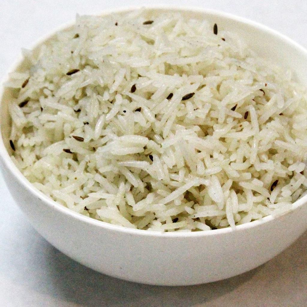 Jeera Rice · Gluten free. Basmati rice, cumin, butter.