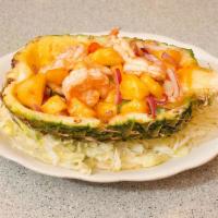 56a. Pineapple Shrimp · Jumbo shrimp with fresh pineapple chunks, pepper and onions in spicy sauce. Hot and spicy.