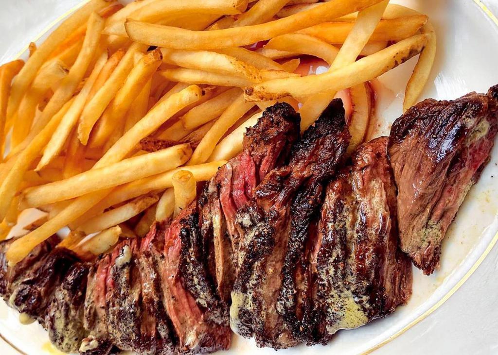 Steak Frites · Hanger steak, pommes frites, maître d’hotel butter

