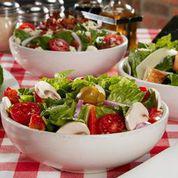 Grimaldi’s House Salad · Romaine lettuce, red onion, cherry tomatoes, oven roasted sweet red peppers,. Mushrooms, green olives, vinaigrette dressing.