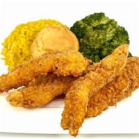 4 Spicy Tenders Platter · 4 Spicy Signature Chicken Tenders served with 2 Side Dishes