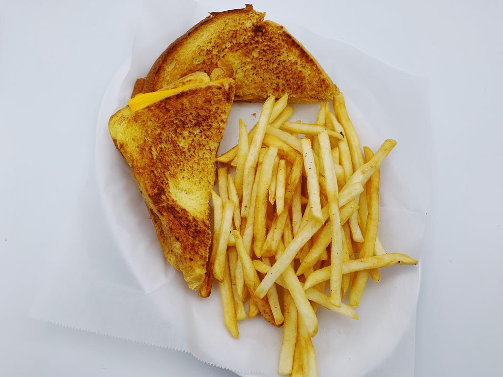 Grilled Cheese Sandwich · American and provolone cheese.  Add bacon for an additional charge. Served with fries or substitute fries for side item $4.99