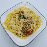 Garlic Noodles · Linguine tossed with garlic butter and topped with Parmesan cheese. Vegetarian.