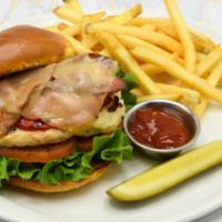 Grilled Chicken Sandwich · Bacon / Roasted Red Peppers / Swiss Cheese / French Fries