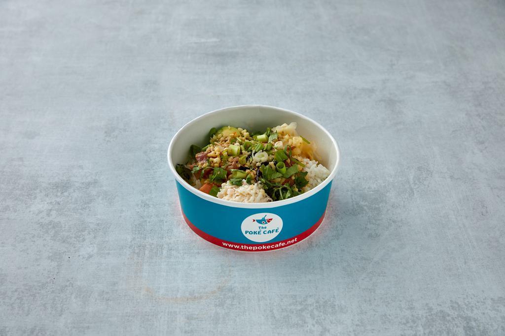 Small Poke Bowl · Choose 2 Scoops of Protein with your choice toppings and mix-ins