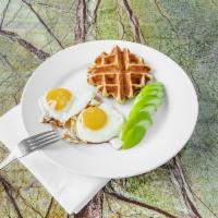 Kiddie Breakfast · 2 eggs served any style with a side of apple and buttermilk waffle bread. 