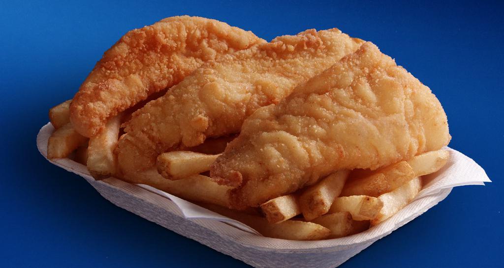 Kid's Fish 'n Chips · 2 pieces Ivar's original recipe served with 3 oz. french fries and 12 oz. soft drink.